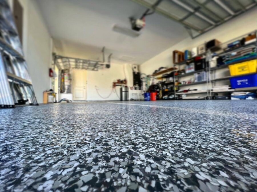 Close-up flake epoxy floor texture